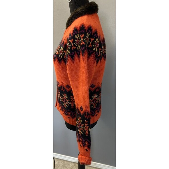 VTG Knit 2006 Icelandic Design Lambswool Angora Cardigan Embroidered Sweater M - Picture 2 of 8